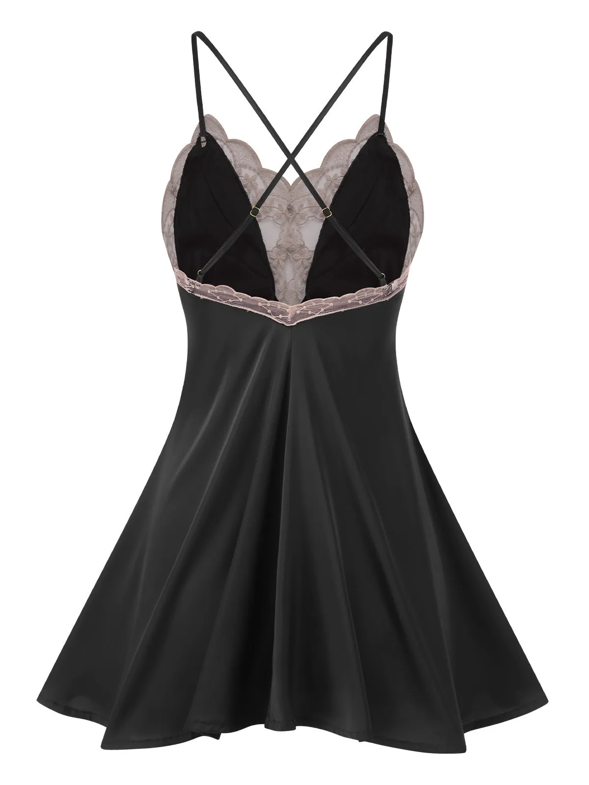 1950s Back Straps Lace Satin Nightdress