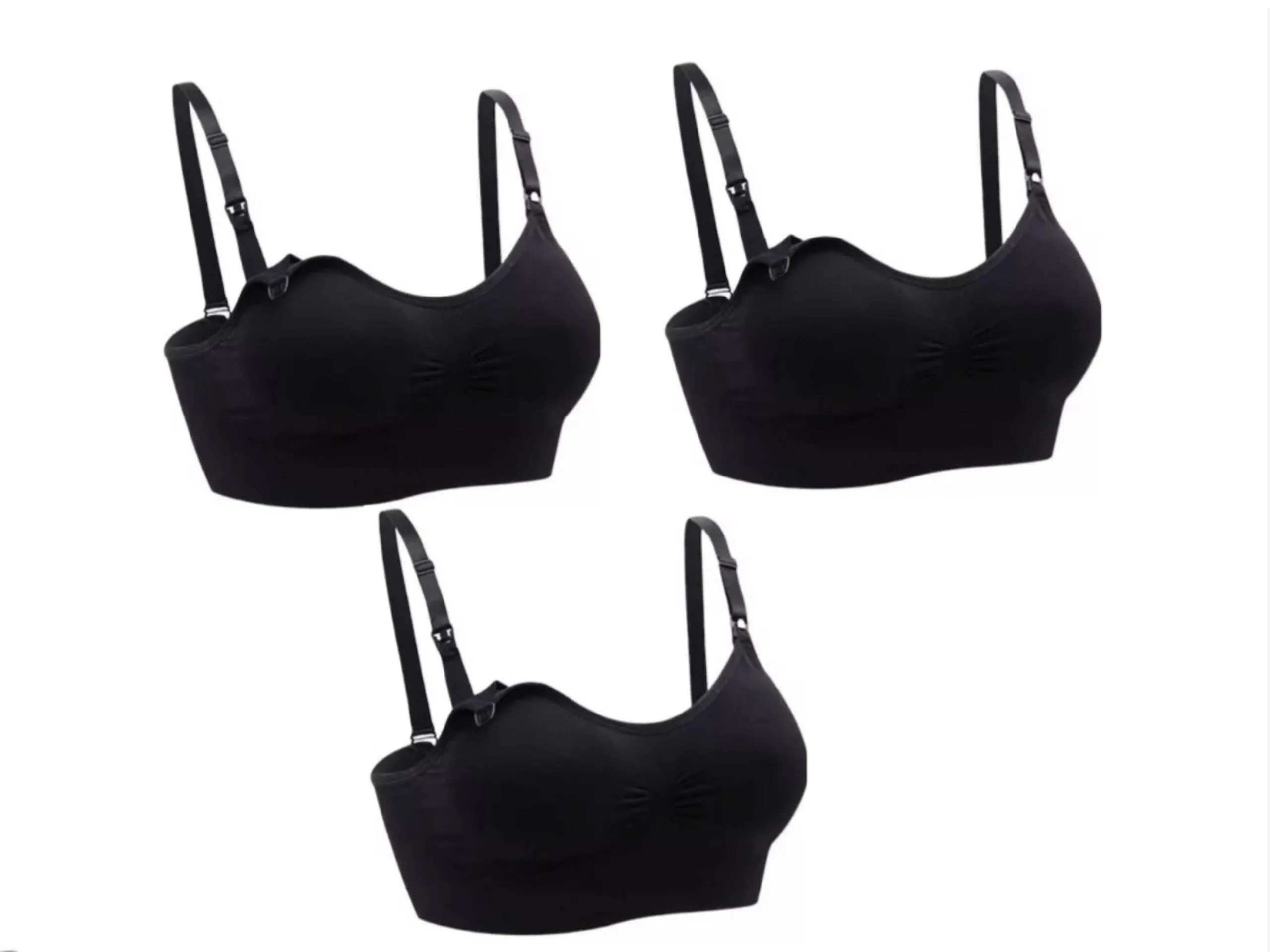 3 Pack Black Nursing Maternity Bra - Breastfeeding Wire Free
