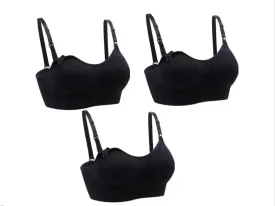 3 Pack Black Nursing Maternity Bra - Breastfeeding Wire Free