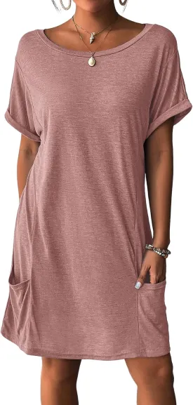 AI'MAGE Swimsuit Coverup for Women 2025 Bathing Suit Cover Up Short Sleeve Swimwear Bikini Beach T-Shirt with Pockets