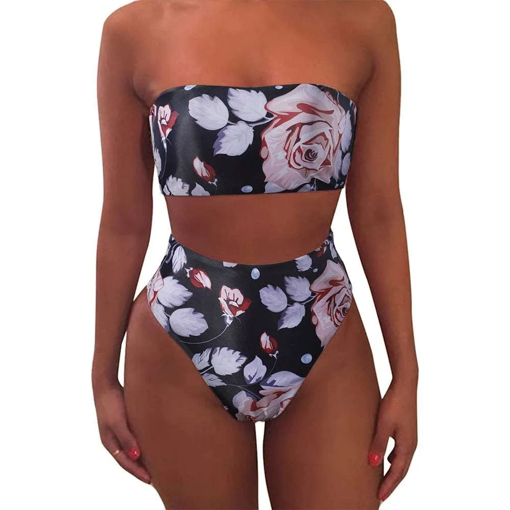 Bandeau tube High Waist Bikini Set