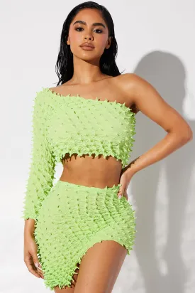 Beach House Summer Bubble Cover Up Set - Neon Green