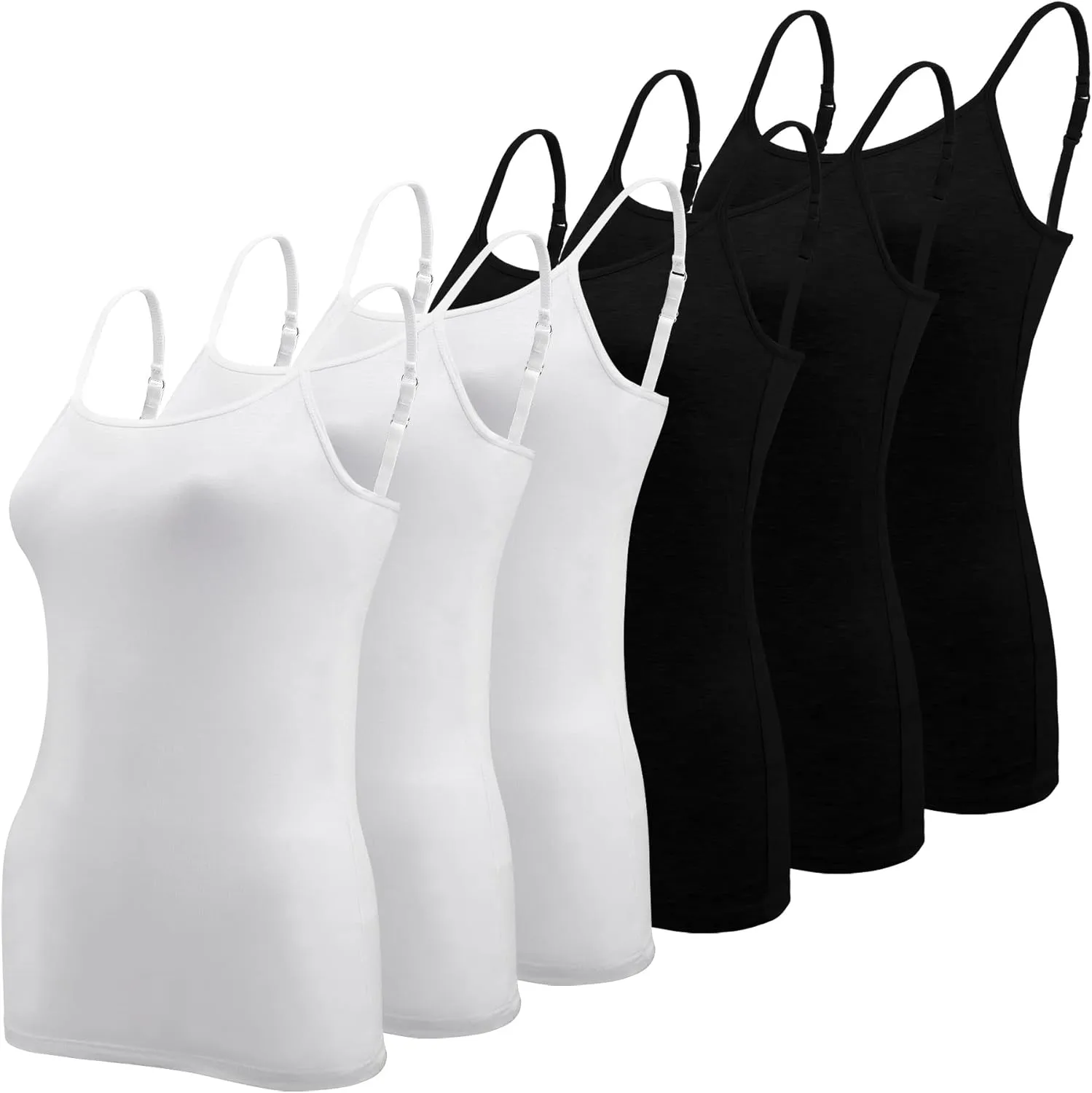 BQTQ 6 Pcs Women's Camisole Tops Undershirts Adjustable Spaghetti Strap Tank Top