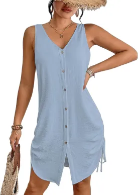 Bsubseach Swimsuit Coverup for Women V Neck Sleeveless Beach Dresses 2025 Vacation Outfits