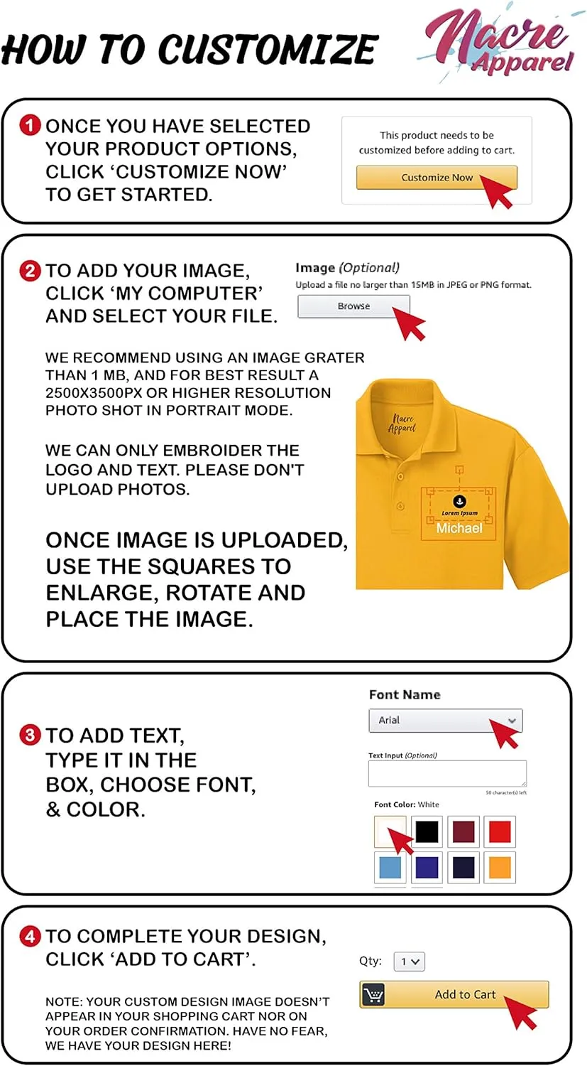 Custom Embroidered Shirts for Men Personalized Embroidery Text Polo T-Shirt