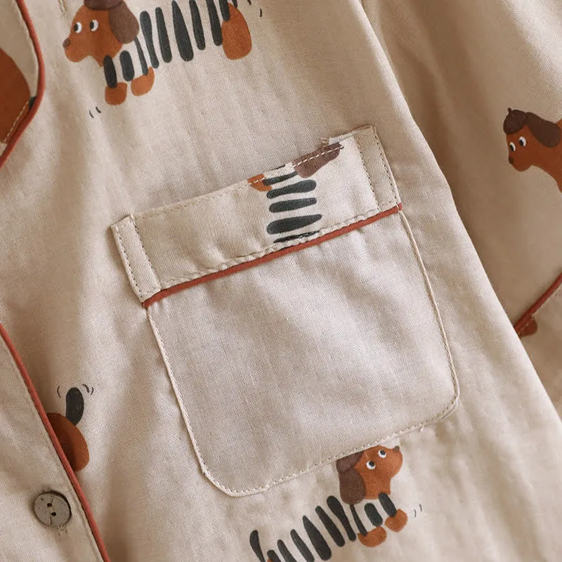 Cute Dachshund Couple Short-sleeve Pajama Set