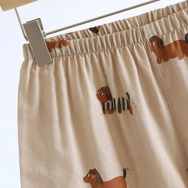 Cute Dachshund Couple Short-sleeve Pajama Set