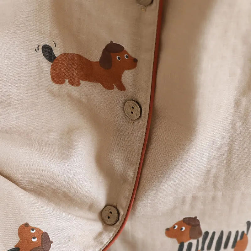 Cute Dachshund Couple Short-sleeve Pajama Set