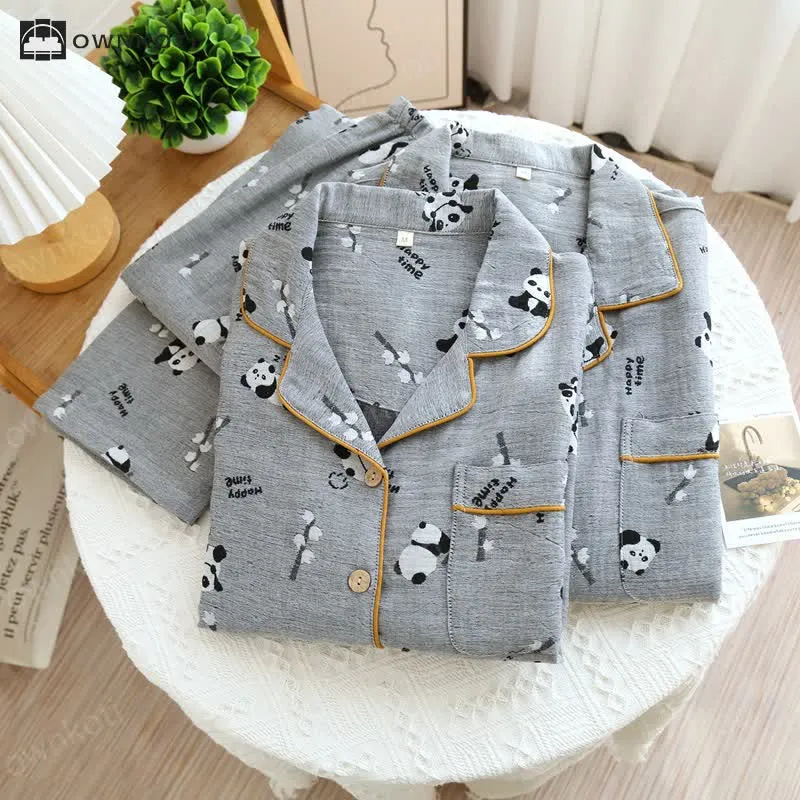 Cute Panda Couple Cotton Pajama Set