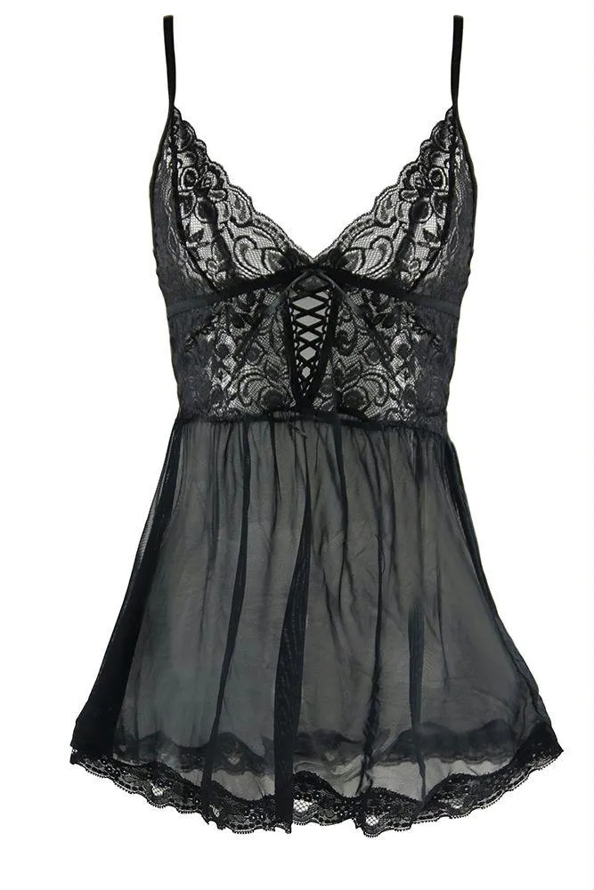 Floral Lace Chemise & G-String in M-L