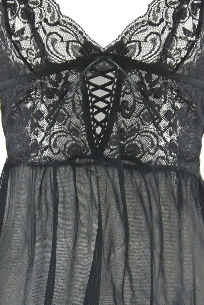 Floral Lace Chemise & G-String in M-L
