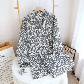 Grey Double Layer Cotton AOP Pajama Set