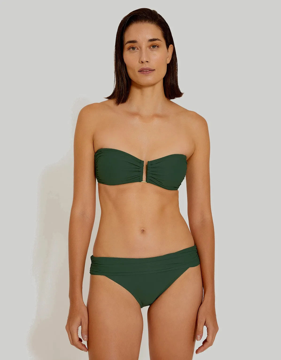 High Waist European Cut Bikini Bottom in Brunswick Green