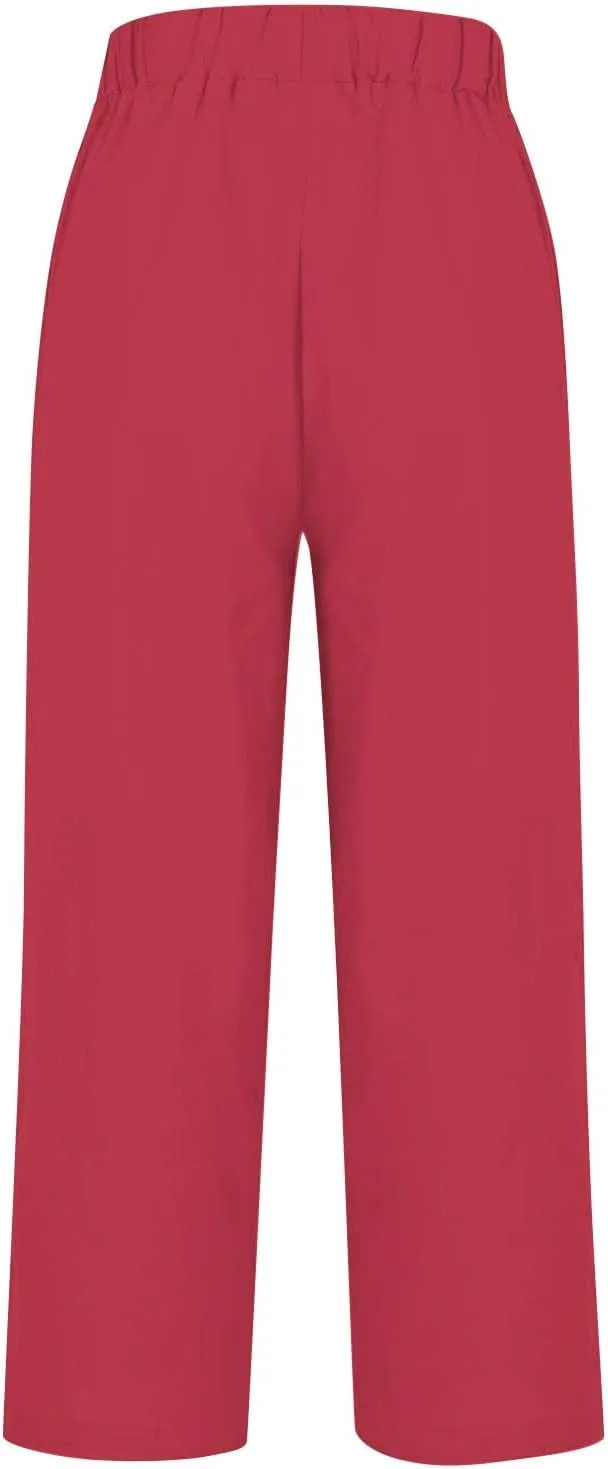 LCMTWX Women's Summer Casual Linen Pants and Linen Casual Pants Casual Loose Drawstring Beach Pants for Women White Pants