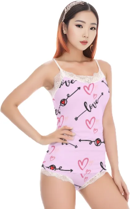 Love in Motion Women's Pajama Sets With Lace Edge - 2 colors