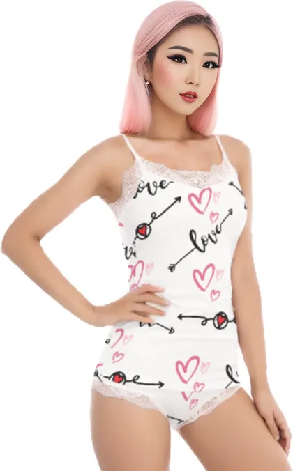 Love in Motion Women's Pajama Sets With Lace Edge - 2 colors
