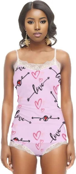 Love in Motion Women's Pajama Sets With Lace Edge - 2 colors