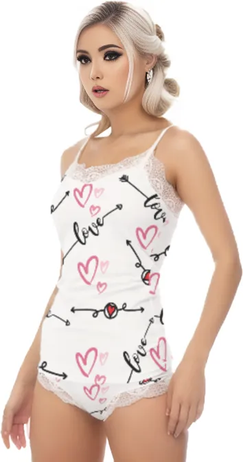 Love in Motion Women's Pajama Sets With Lace Edge - 2 colors
