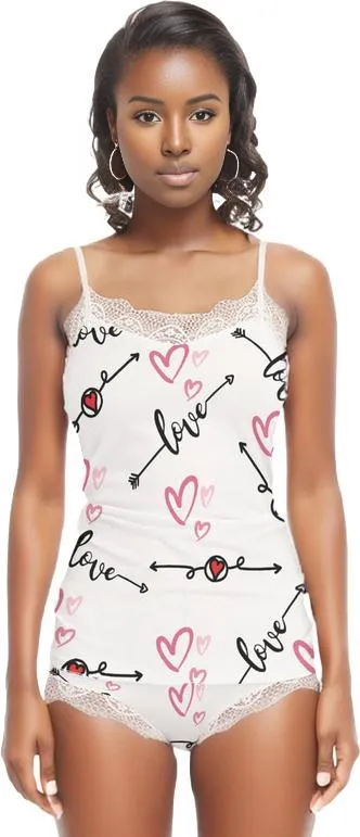 Love in Motion Women's Pajama Sets With Lace Edge - 2 colors