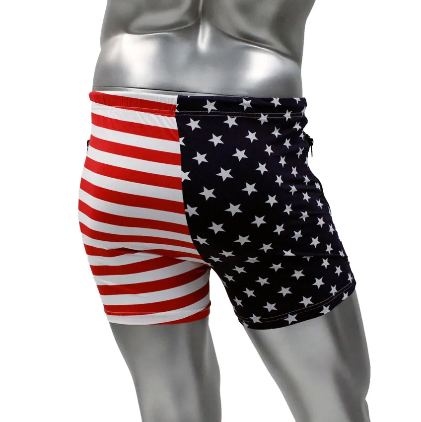 NEPTIO® Sexy Men's Workout Shorts Fitted Star and Stripes Or Solid Gym Running Short