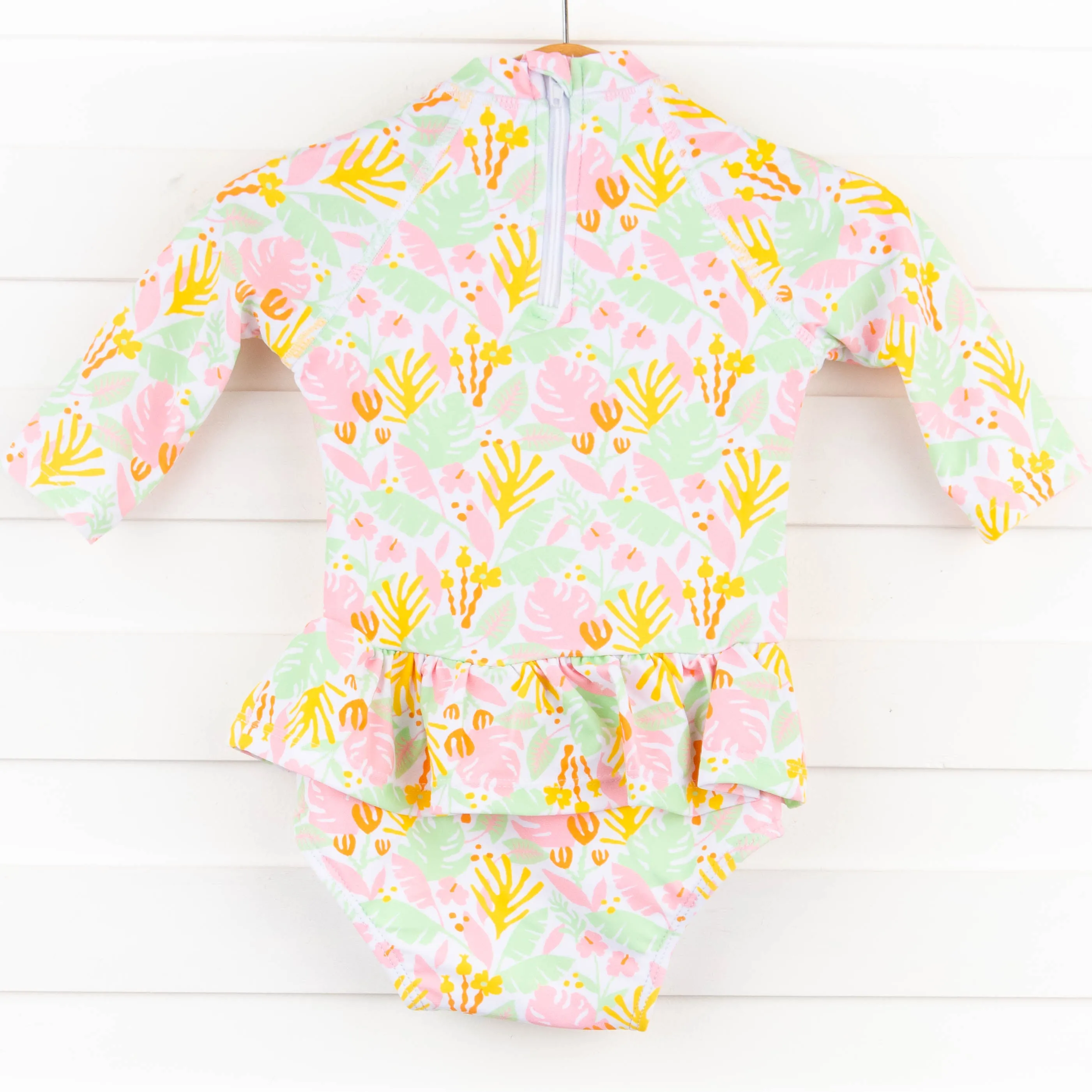 Palm Leaf Paradise Long Sleeve One Piece Rashguard