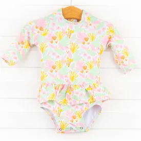 Palm Leaf Paradise Long Sleeve One Piece Rashguard