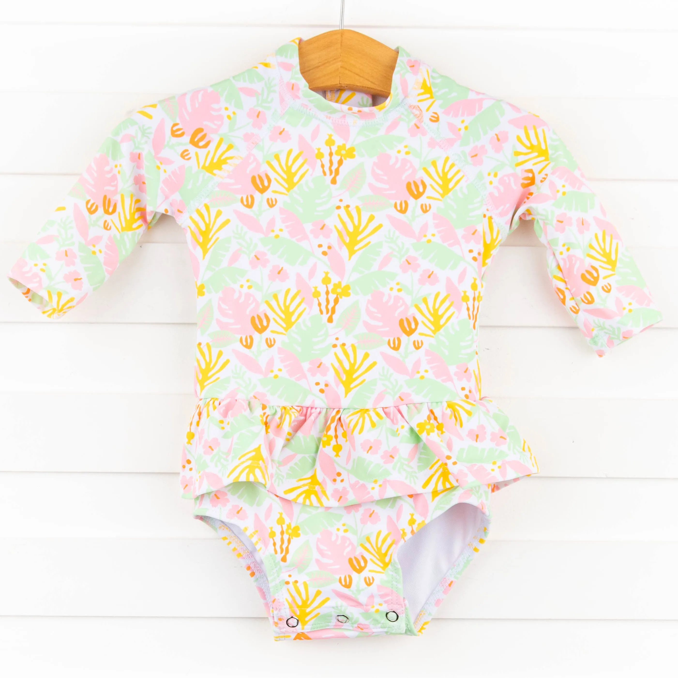 Palm Leaf Paradise Long Sleeve One Piece Rashguard