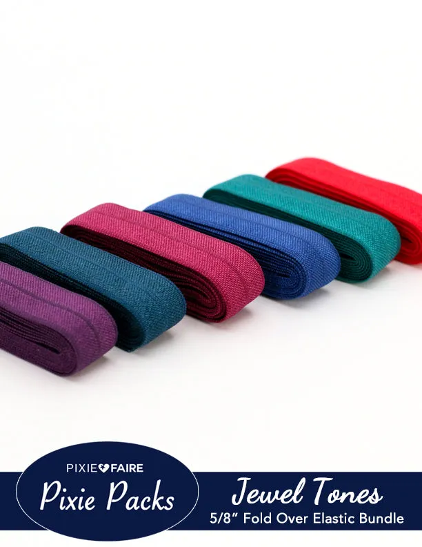 Pixie Packs 5/8" Fold Over Elastic Bundle Jewel Tones