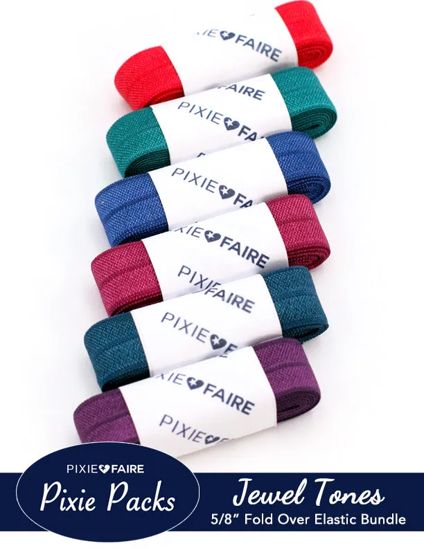 Pixie Packs 5/8" Fold Over Elastic Bundle Jewel Tones