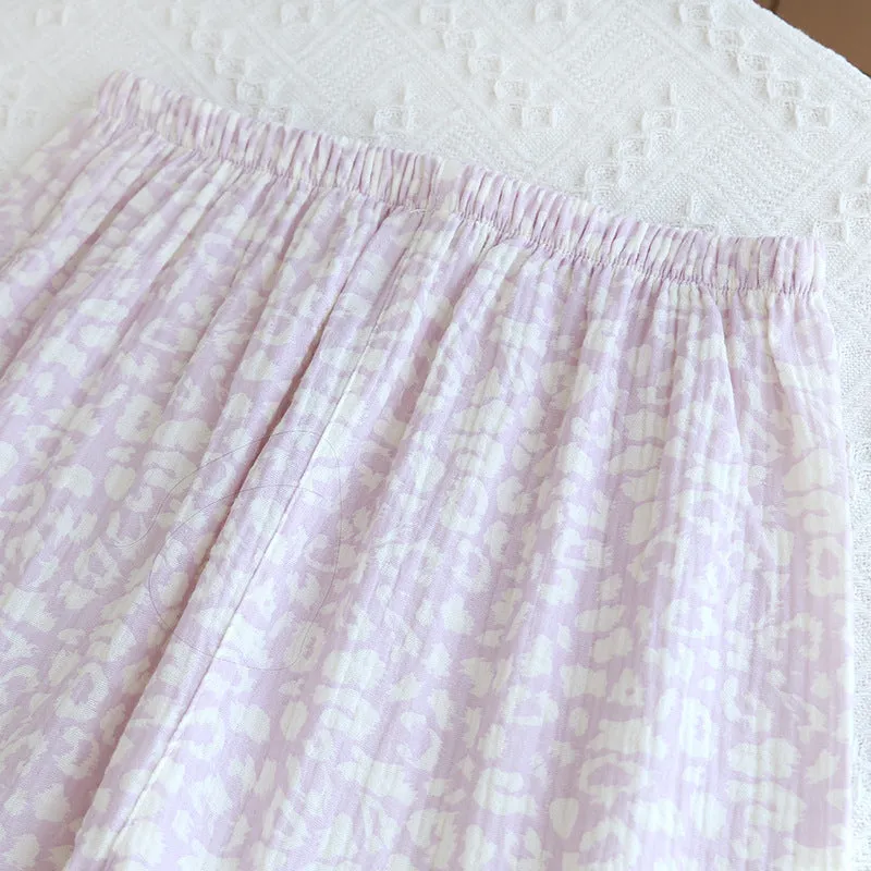 Purple Double Layer Cotton AOP Pajama Set