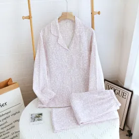 Purple Double Layer Cotton AOP Pajama Set