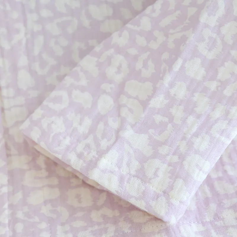 Purple Double Layer Cotton AOP Pajama Set