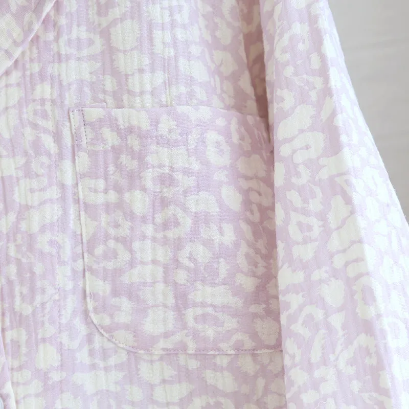 Purple Double Layer Cotton AOP Pajama Set
