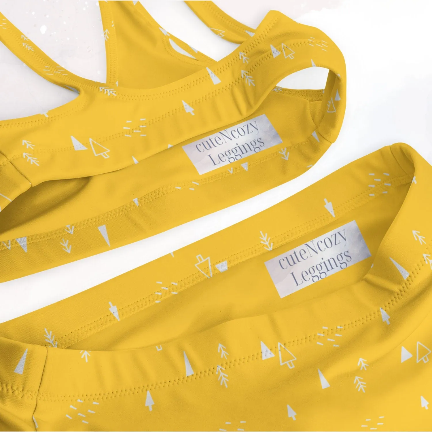 Scandinavian Forest Yellow Recycled High Waisted Bikini