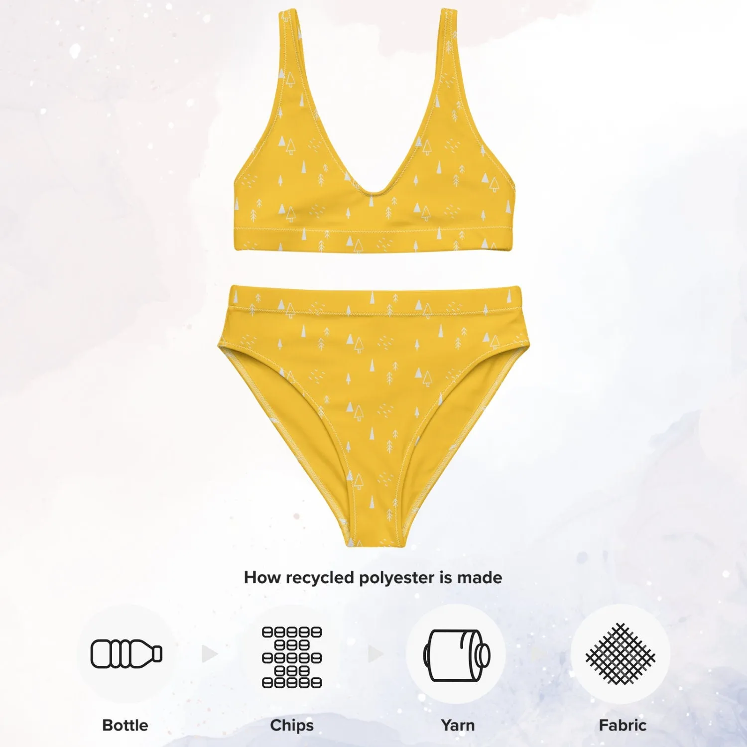 Scandinavian Forest Yellow Recycled High Waisted Bikini