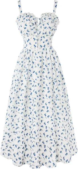 Scarlet Darkness Floral Corset Dress Summer Dresses for Women 2025 Milkmaid Dress Cottagecore Fairy Dresses