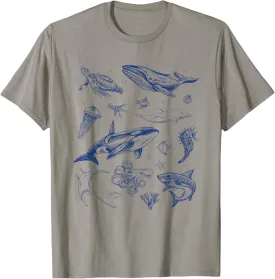 Sea Ocean Life Marine Shark Whale Turtle Octopus Wave Diver T-Shirt
