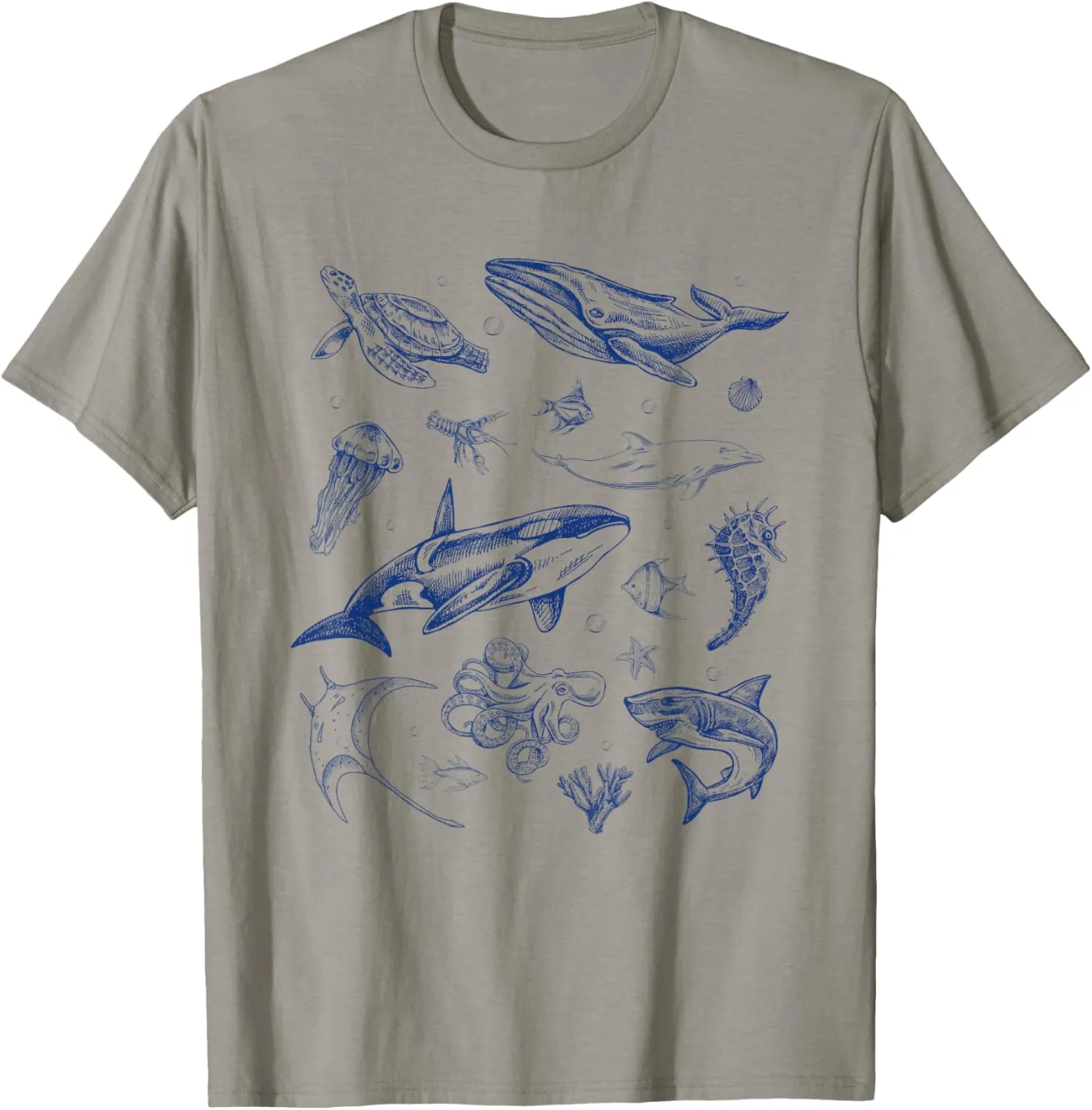 Sea Ocean Life Marine Shark Whale Turtle Octopus Wave Diver T-Shirt