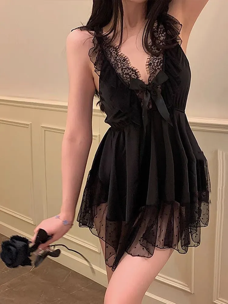 SEXY LACE SUSPENDER NIGHTDRESS KF83749