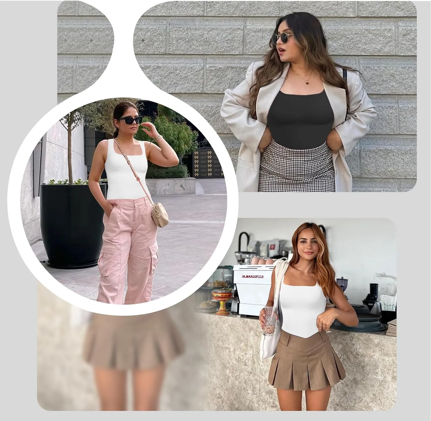 Shapewear Tummy Control Tank Top Compression Tanks for Women Square Neck Seamless Body Shaper Camisole Cami Tops