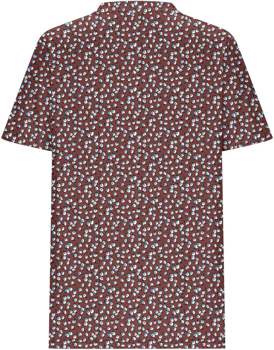 Short Sleeve Shirts for Women Dress Casual Round Neck Pleated Tee Tops Floral Print Chiffon Blouse Summer Loose Fit