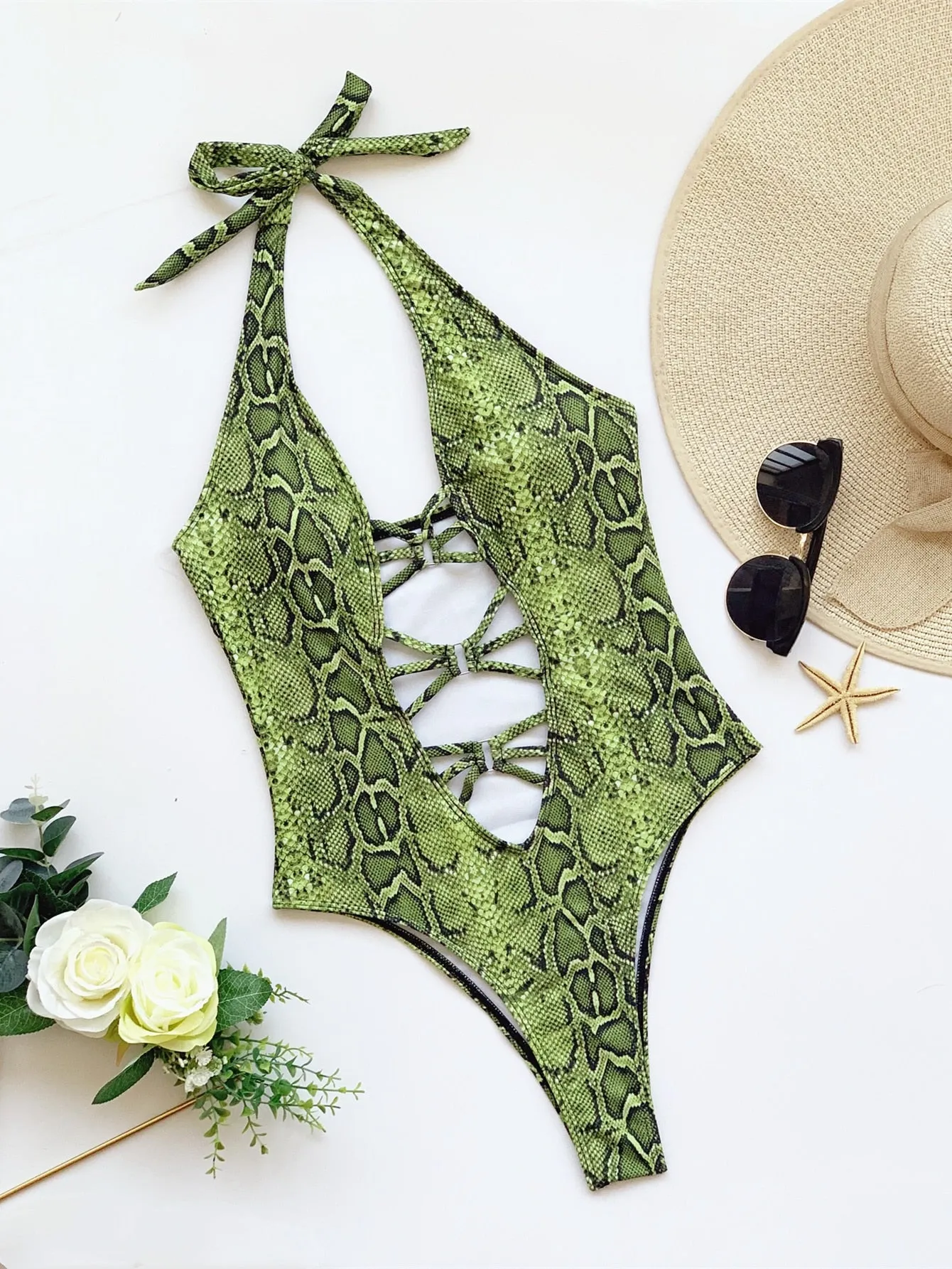 Snakeskin One Piece Swimsuit