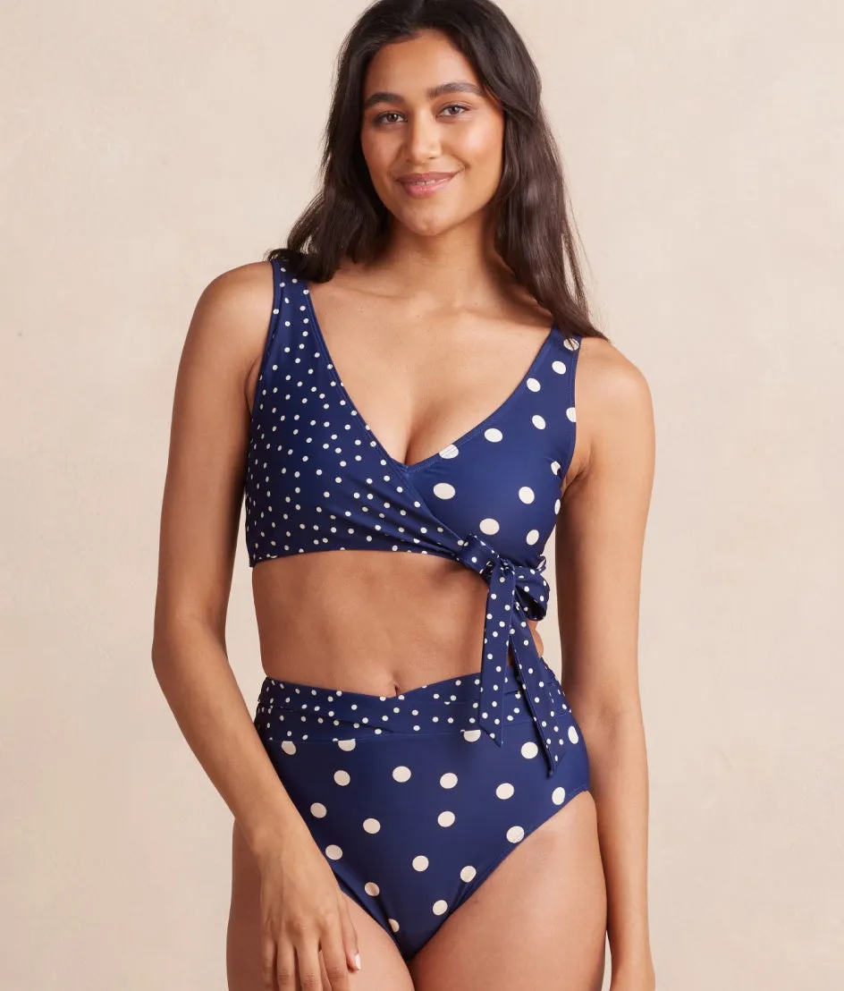 The Perfect Wrap Bikini Top - Nautical Sky & Coastal Dot