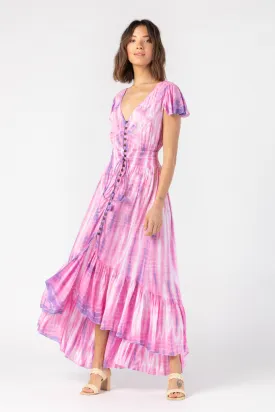 TIARE HAWAII NEW MOON MAXI DRESS PINK GRAY LEO ONE SIZE