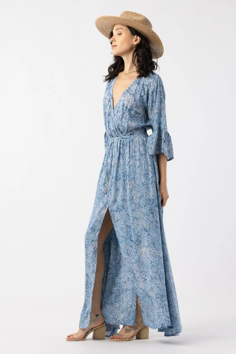TIARE HAWAII SURRY MAXI DRESS BATIK DREAMS CHAMBRAY ONE SIZE