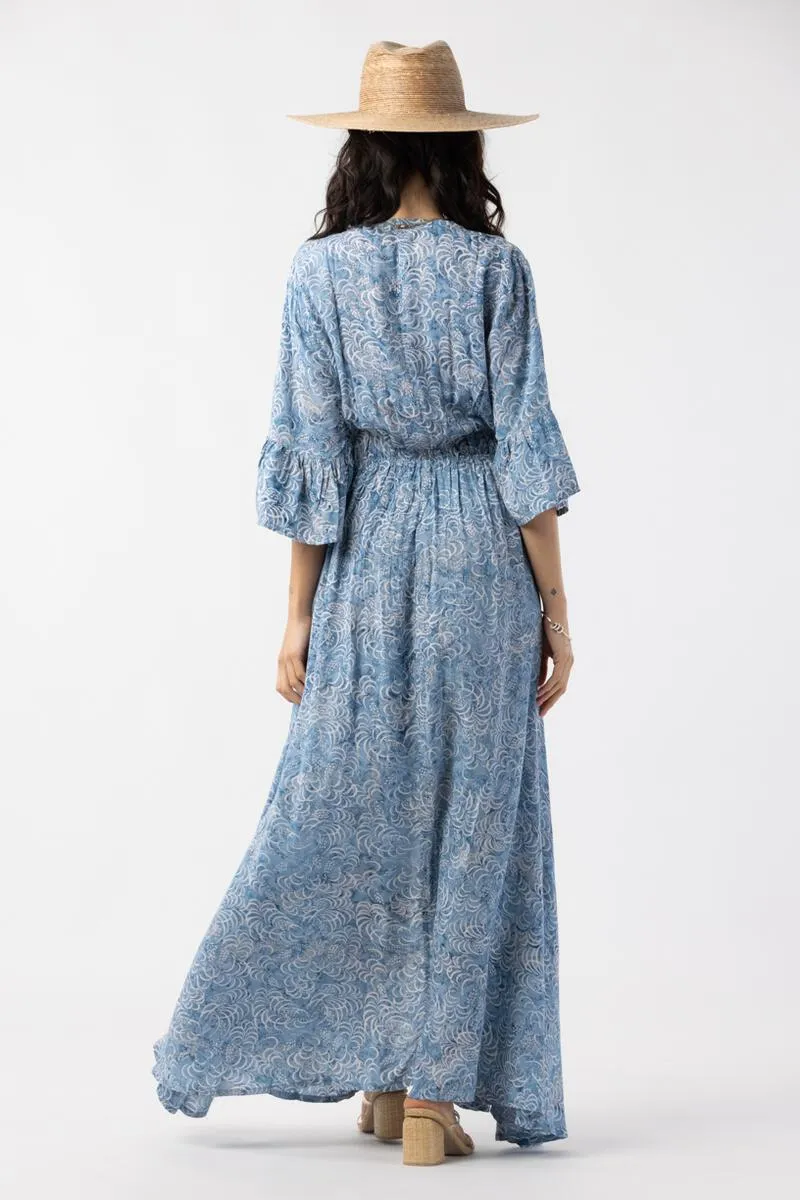 TIARE HAWAII SURRY MAXI DRESS BATIK DREAMS CHAMBRAY ONE SIZE