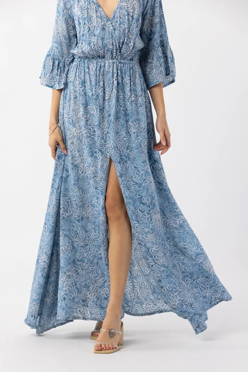 TIARE HAWAII SURRY MAXI DRESS BATIK DREAMS CHAMBRAY ONE SIZE