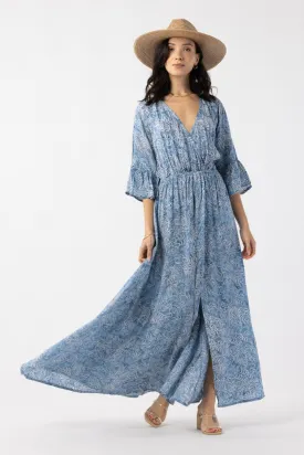 TIARE HAWAII SURRY MAXI DRESS BATIK DREAMS CHAMBRAY ONE SIZE
