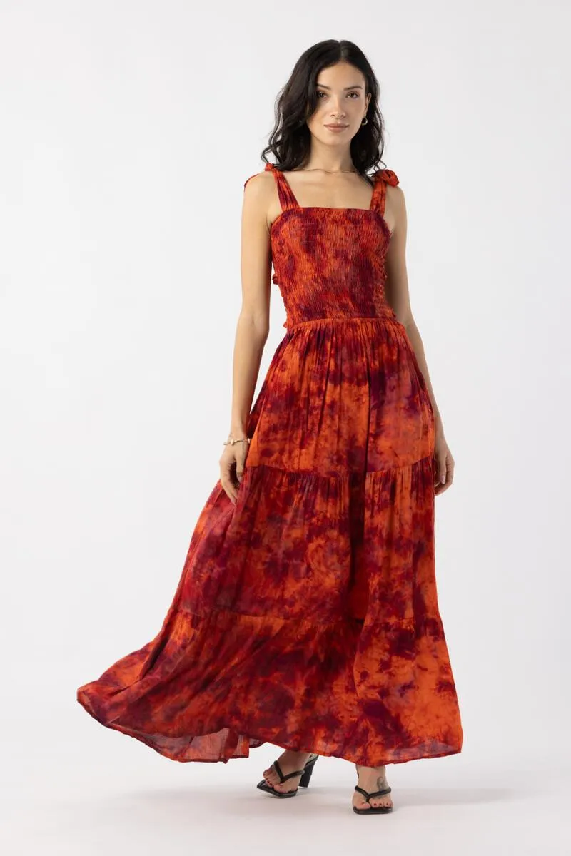 TIARE HAWAII WAVERLY MAXI DRESS WINE RUST SMOKE ONE SIZE
