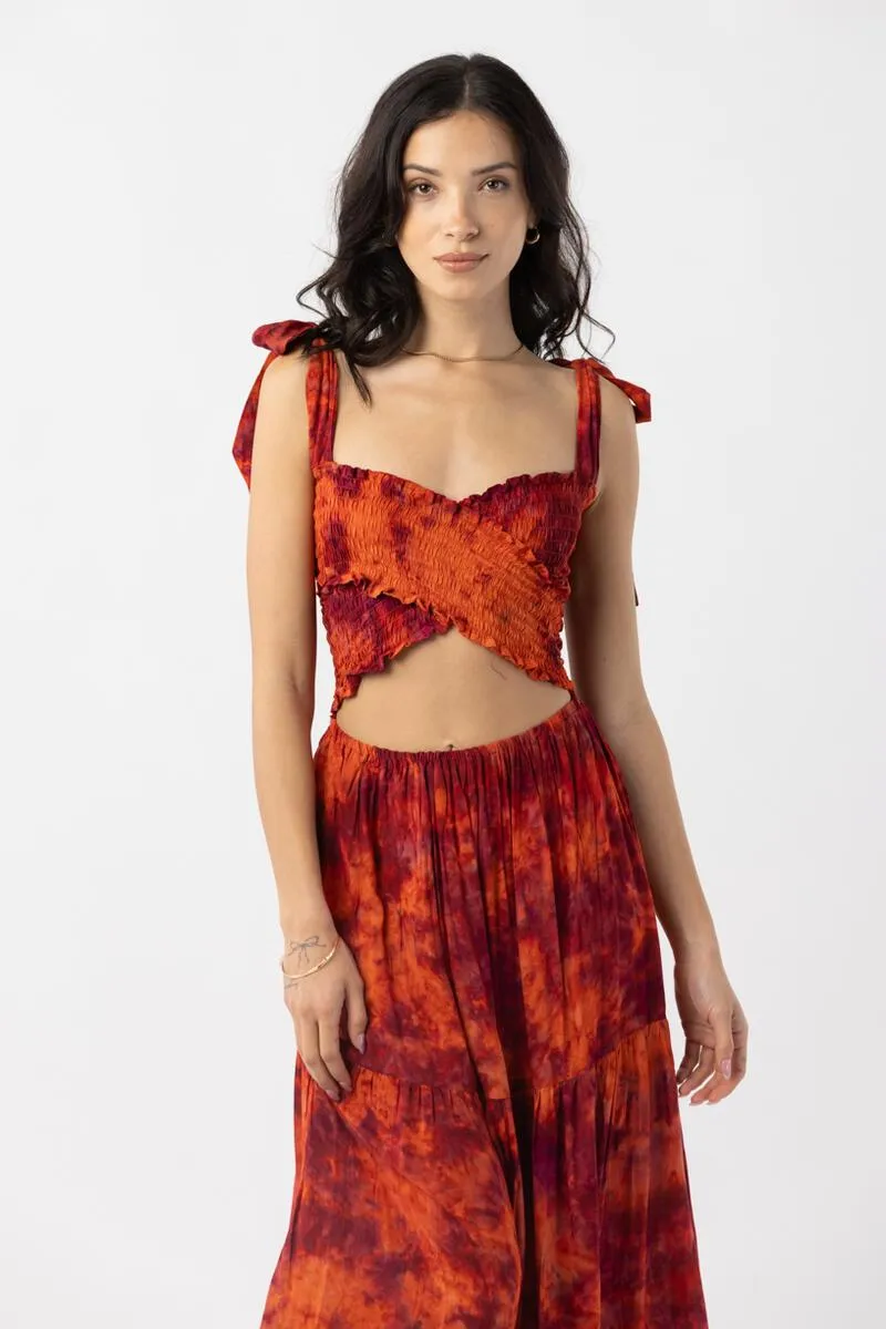 TIARE HAWAII WAVERLY MAXI DRESS WINE RUST SMOKE ONE SIZE